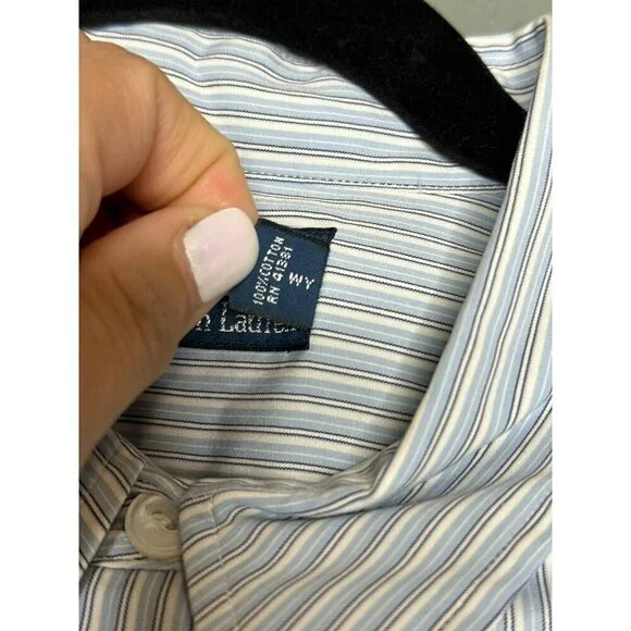 POLO by Ralph Lauren LS Button-Up Shirt Men's Large Striped Classic - Picture 7 of 11